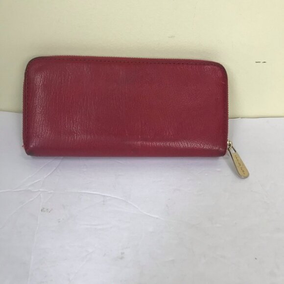 Michael Kors Leather Gold Rivets Ring Red Zippy Wallet Clutch Organizer Bag Logo - Picture 3 of 16